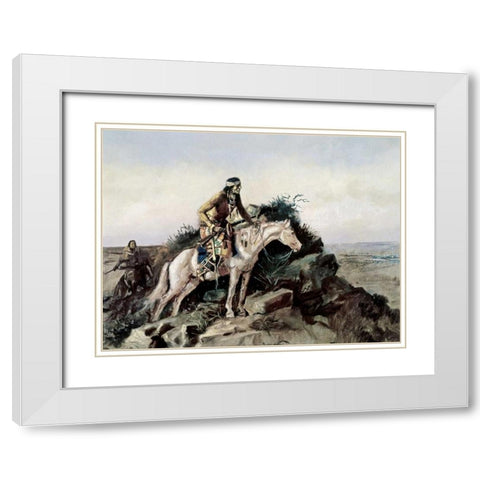 The Lookout White Modern Wood Framed Art Print with Double Matting by Russell, Charles M.
