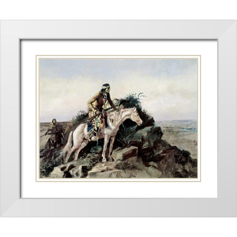 The Lookout White Modern Wood Framed Art Print with Double Matting by Russell, Charles M.