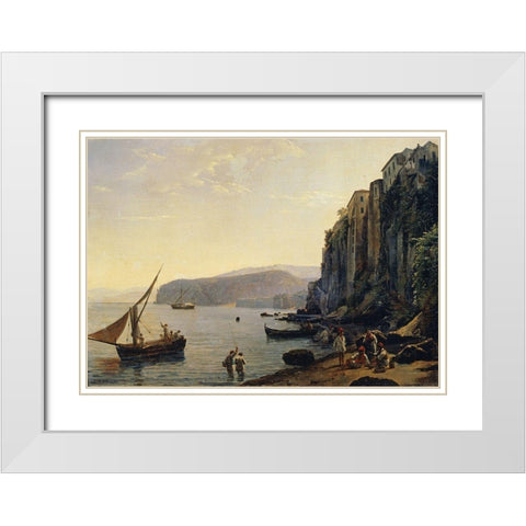 View of Sorrento, Near Naples White Modern Wood Framed Art Print with Double Matting by Shchedrin, Silvestr Feodosevich