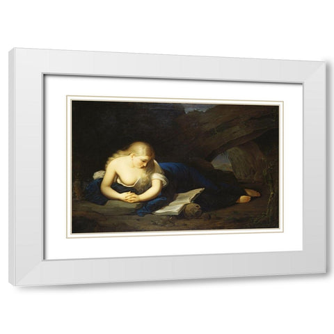 Penitent Magdelen White Modern Wood Framed Art Print with Double Matting by Sully, Thomas