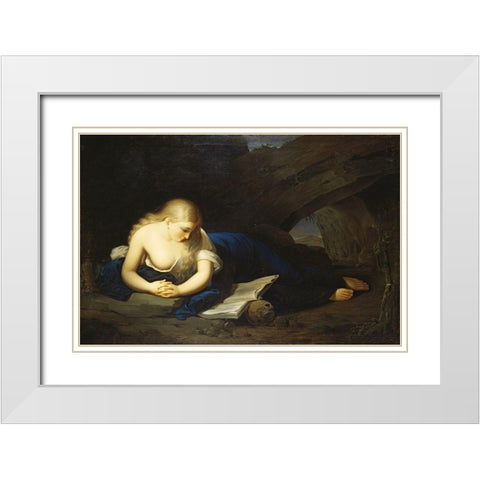 Penitent Magdelen White Modern Wood Framed Art Print with Double Matting by Sully, Thomas