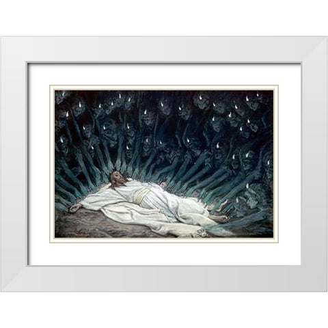 Jesus Ministered to by Angels White Modern Wood Framed Art Print with Double Matting by Tissot, James