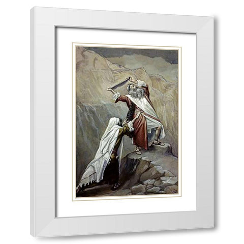 Moses Destroys the Tablets of the Ten Commandments White Modern Wood Framed Art Print with Double Matting by Tissot, James