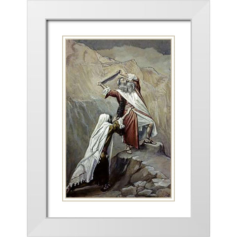 Moses Destroys the Tablets of the Ten Commandments White Modern Wood Framed Art Print with Double Matting by Tissot, James