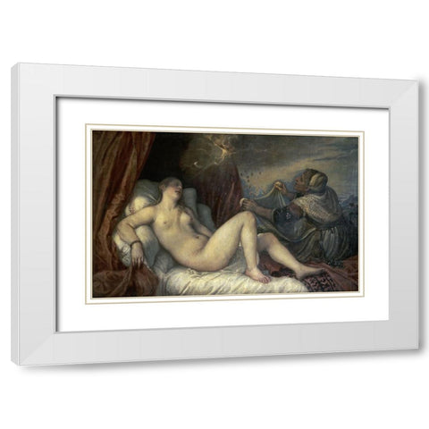 Danae White Modern Wood Framed Art Print with Double Matting by Titian
