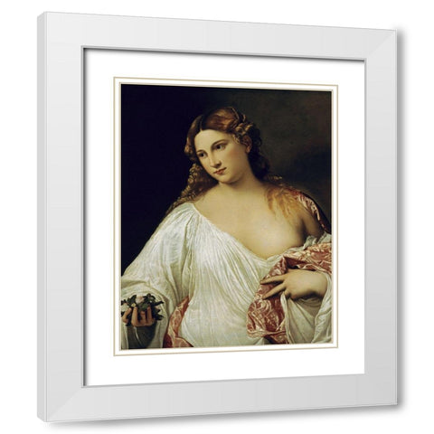 Flora White Modern Wood Framed Art Print with Double Matting by Titian
