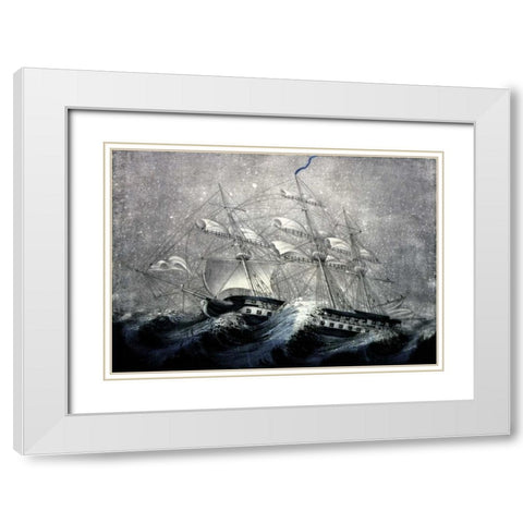 A Squall off Cape Horn White Modern Wood Framed Art Print with Double Matting by Unknown