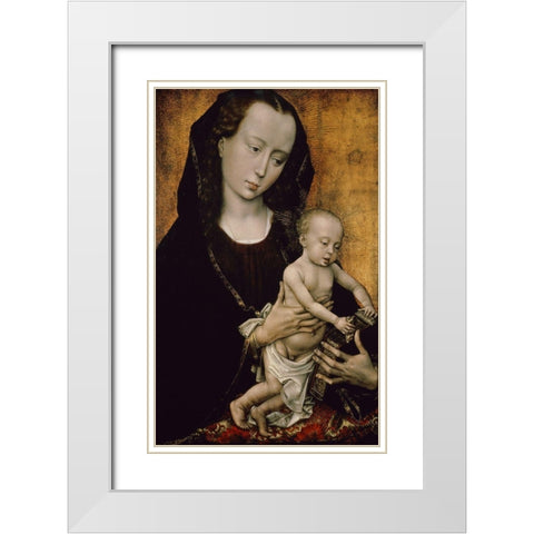Madonna and Child White Modern Wood Framed Art Print with Double Matting by Van der Weyden, Rogier
