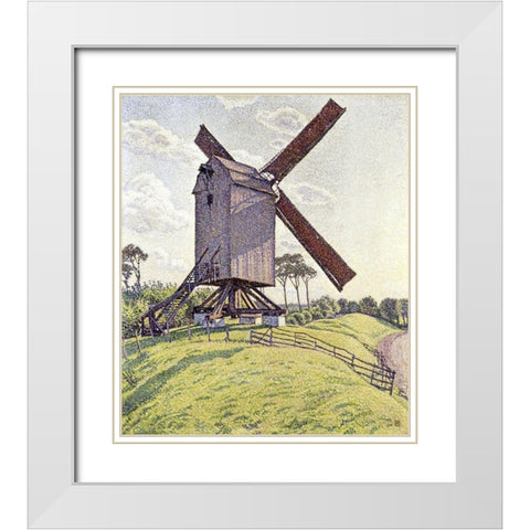 Le Moulin de Kalf White Modern Wood Framed Art Print with Double Matting by Van Rysselberghe, Theo