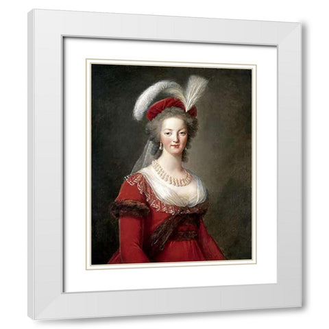 Portrait of Marie-Antoinette White Modern Wood Framed Art Print with Double Matting by Le Brun, Elisabeth Vigee