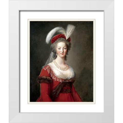 Portrait of Marie-Antoinette White Modern Wood Framed Art Print with Double Matting by Le Brun, Elisabeth Vigee