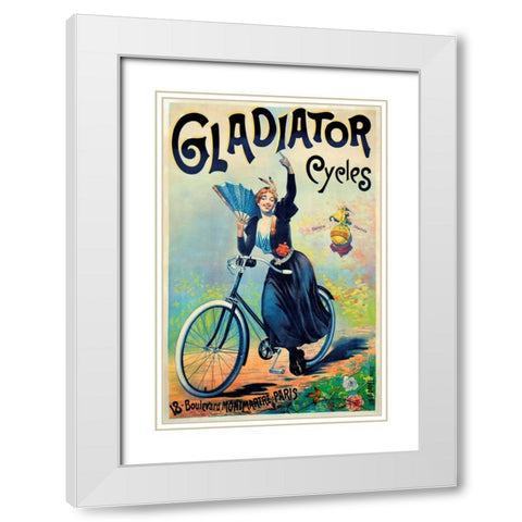 Gladiator Cycles White Modern Wood Framed Art Print with Double Matting by Unknown