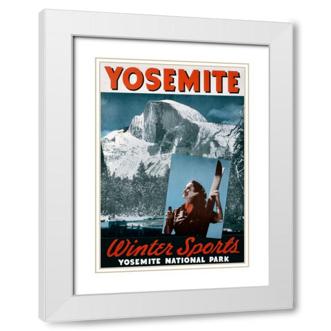 Yosemite / Winter Sports White Modern Wood Framed Art Print with Double Matting by Unknown
