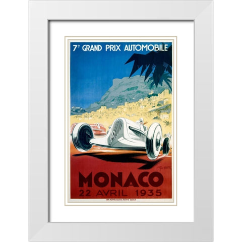 Monaco / 22 Avril 1935 White Modern Wood Framed Art Print with Double Matting by Ham, Geo