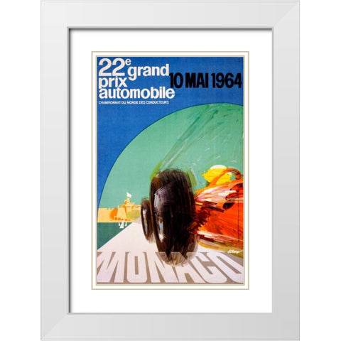 22e grand prix / 10 Mai 1964 White Modern Wood Framed Art Print with Double Matting by May, J.
