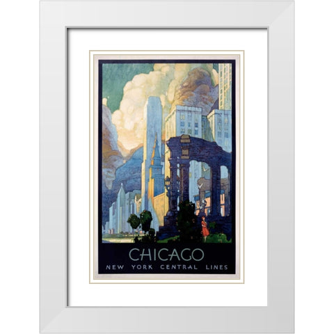 New York Central Lines / Chicago White Modern Wood Framed Art Print with Double Matting by Ragan, Leslie