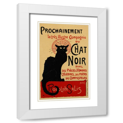 Chat Noir / Prochainement White Modern Wood Framed Art Print with Double Matting by Steinlen, Theophile