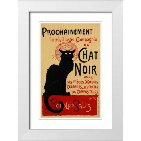 Chat Noir / Prochainement White Modern Wood Framed Art Print with Double Matting by Steinlen, Theophile