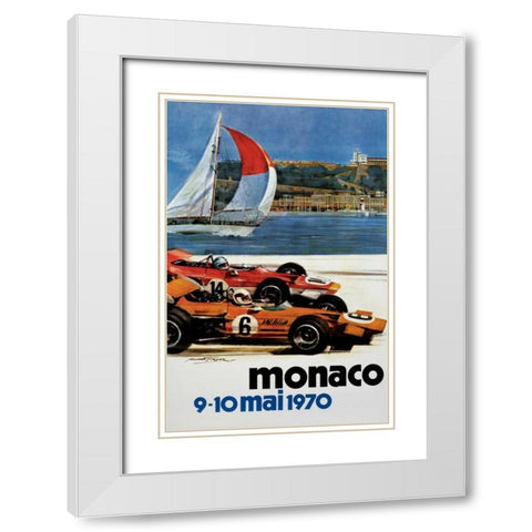 Monaco / 9-10 mai 1970 White Modern Wood Framed Art Print with Double Matting by Turner, Michael