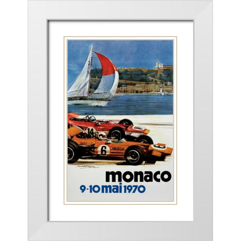 Monaco / 9-10 mai 1970 White Modern Wood Framed Art Print with Double Matting by Turner, Michael