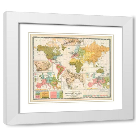 Religious belief, 1854 White Modern Wood Framed Art Print with Double Matting by Johnston, Alexander Keith