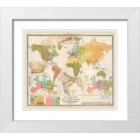 Religious belief, 1854 White Modern Wood Framed Art Print with Double Matting by Johnston, Alexander Keith