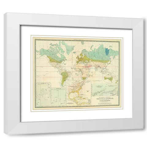 Health, disease, 1856 White Modern Wood Framed Art Print with Double Matting by Johnston, Alexander Keith