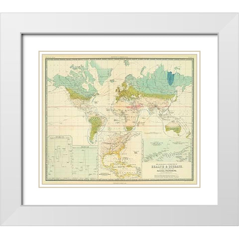 Health, disease, 1856 White Modern Wood Framed Art Print with Double Matting by Johnston, Alexander Keith