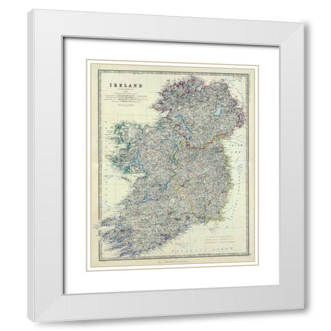 Ireland, 1861 White Modern Wood Framed Art Print with Double Matting by Johnston, Alexander Keith