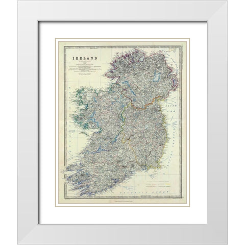 Ireland, 1861 White Modern Wood Framed Art Print with Double Matting by Johnston, Alexander Keith