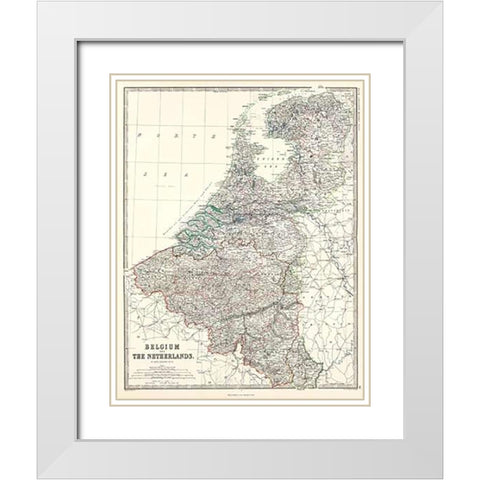 Belgium, Netherlands, 1861 White Modern Wood Framed Art Print with Double Matting by Johnston, Alexander Keith