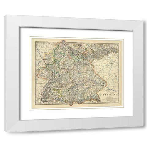 Southwestern Germany, 1861 White Modern Wood Framed Art Print with Double Matting by Johnston, Alexander Keith