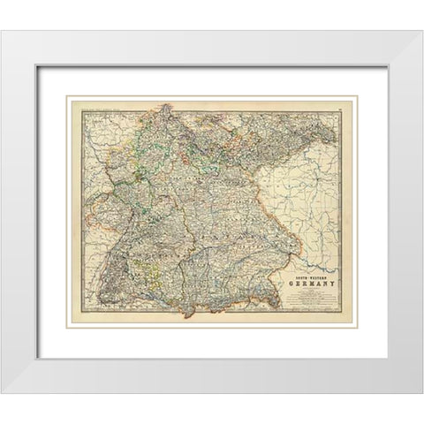 Southwestern Germany, 1861 White Modern Wood Framed Art Print with Double Matting by Johnston, Alexander Keith