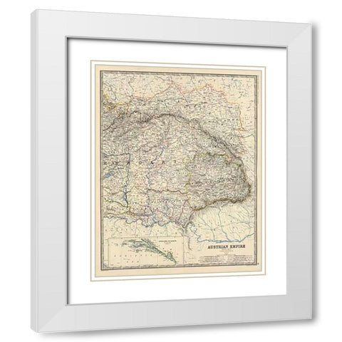 Austria East, 1861 White Modern Wood Framed Art Print with Double Matting by Johnston, Alexander Keith