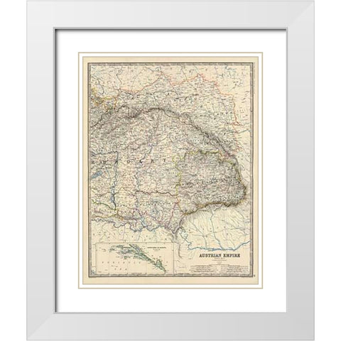 Austria East, 1861 White Modern Wood Framed Art Print with Double Matting by Johnston, Alexander Keith