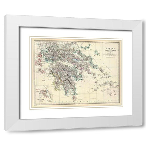 Greece, 1861 White Modern Wood Framed Art Print with Double Matting by Johnston, Alexander Keith