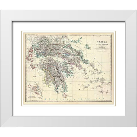 Greece, 1861 White Modern Wood Framed Art Print with Double Matting by Johnston, Alexander Keith