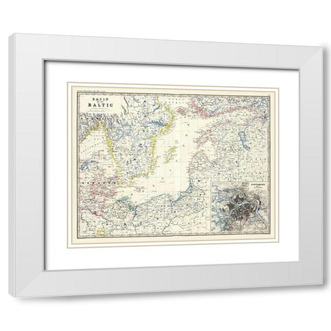 Baltic, 1861 White Modern Wood Framed Art Print with Double Matting by Johnston, Alexander Keith