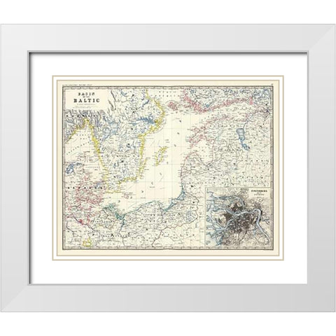Baltic, 1861 White Modern Wood Framed Art Print with Double Matting by Johnston, Alexander Keith