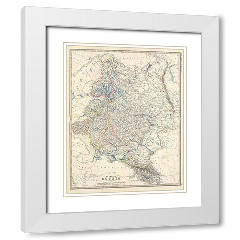 Russia, European, 1861 White Modern Wood Framed Art Print with Double Matting by Johnston, Alexander Keith