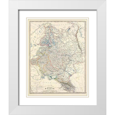 Russia, European, 1861 White Modern Wood Framed Art Print with Double Matting by Johnston, Alexander Keith