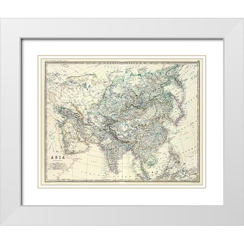 Asia, 1861 White Modern Wood Framed Art Print with Double Matting by Johnston, Alexander Keith
