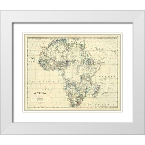 Africa, 1861 White Modern Wood Framed Art Print with Double Matting by Johnston, Alexander Keith