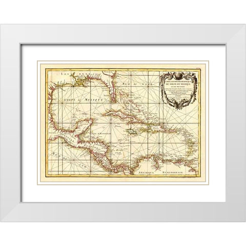 Golfe du Mexique, 1762 White Modern Wood Framed Art Print with Double Matting by Zannoni, Giovanni Antonio Bartolomeo Rizzi