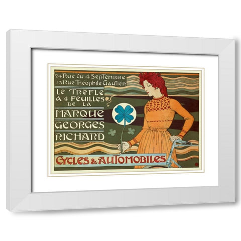 Marque Georges Richard/Cycles and Automobiles White Modern Wood Framed Art Print with Double Matting by Grasset, Eugene