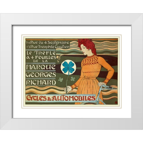 Marque Georges Richard/Cycles and Automobiles White Modern Wood Framed Art Print with Double Matting by Grasset, Eugene