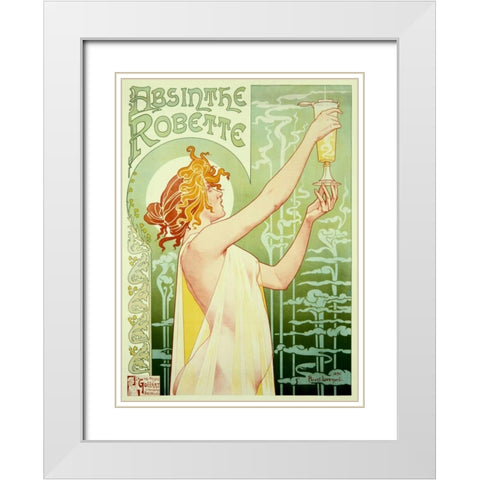 Absinthe Robette White Modern Wood Framed Art Print with Double Matting by Livemont, Privat