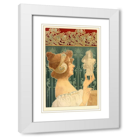 Woman Sculpting White Modern Wood Framed Art Print with Double Matting by Livemont, Privat