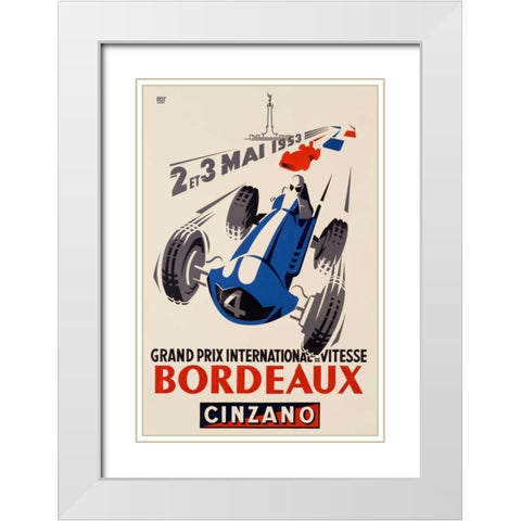 Grand Prix/Bordeaux White Modern Wood Framed Art Print with Double Matting by Roy