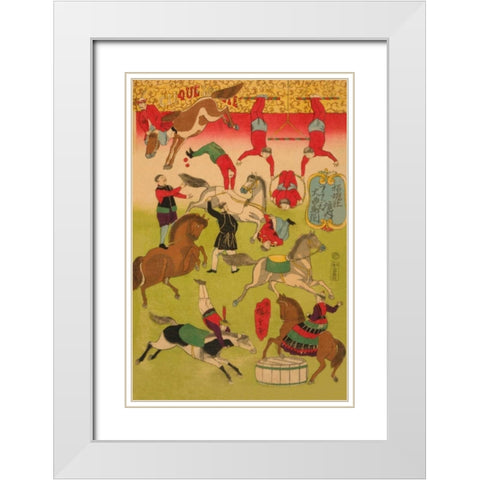 Big French circus on the grounds of Shokonsha (Yasukuni) shrine (Shokonsha keidai Furansu okyokuba [ White Modern Wood Framed Art Print with Double Matting by Hiroshige, Utagawa